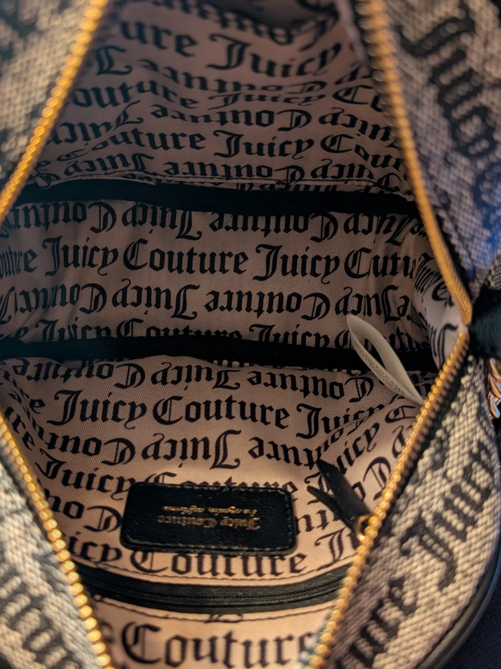 Juicy Couture Black and Cream Logo Crossbody Bag